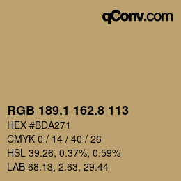 Color code: RGB 189.1 162.8 113 | qconv.com