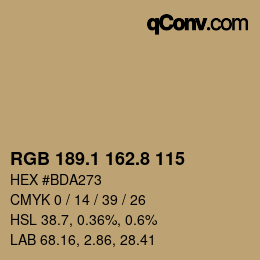 Color code: RGB 189.1 162.8 115 | qconv.com