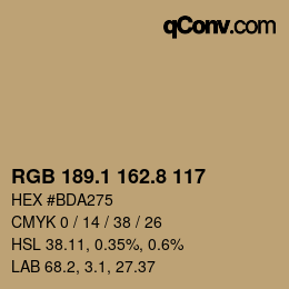 Color code: RGB 189.1 162.8 117 | qconv.com