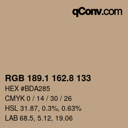 Color code: RGB 189.1 162.8 133 | qconv.com