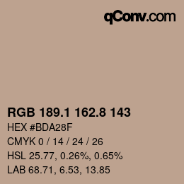 Color code: RGB 189.1 162.8 143 | qconv.com