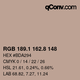 Color code: RGB 189.1 162.8 148 | qconv.com