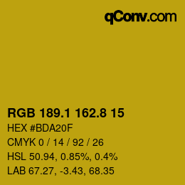 カラーコード: RGB 189.1 162.8 15 | qconv.com