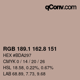 Código de color: RGB 189.1 162.8 151 | qconv.com