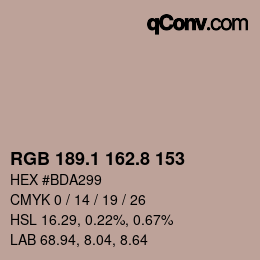 Farbcode: RGB 189.1 162.8 153 | qconv.com