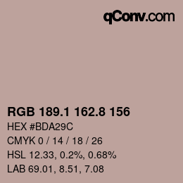 Color code: RGB 189.1 162.8 156 | qconv.com
