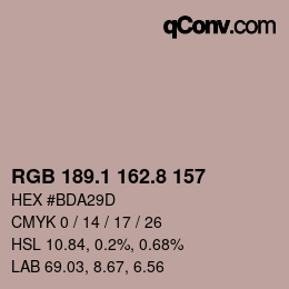 Color code: RGB 189.1 162.8 157 | qconv.com