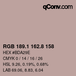 Color code: RGB 189.1 162.8 158 | qconv.com
