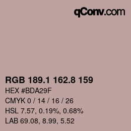Color code: RGB 189.1 162.8 159 | qconv.com