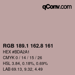 Color code: RGB 189.1 162.8 161 | qconv.com