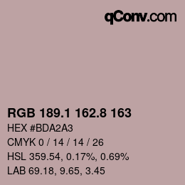 Color code: RGB 189.1 162.8 163 | qconv.com
