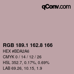 Color code: RGB 189.1 162.8 166 | qconv.com