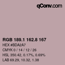 Color code: RGB 189.1 162.8 167 | qconv.com