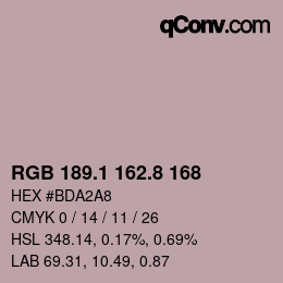 Color code: RGB 189.1 162.8 168 | qconv.com