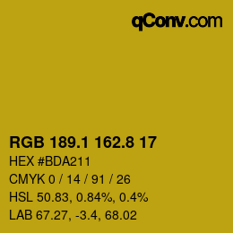 カラーコード: RGB 189.1 162.8 17 | qconv.com
