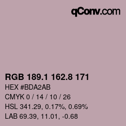 Color code: RGB 189.1 162.8 171 | qconv.com