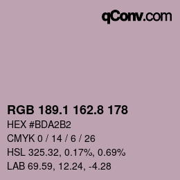 Color code: RGB 189.1 162.8 178 | qconv.com