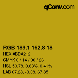 カラーコード: RGB 189.1 162.8 18 | qconv.com