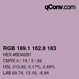 カラーコード: RGB 189.1 162.8 183 | qconv.com