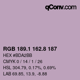 Color code: RGB 189.1 162.8 187 | qconv.com