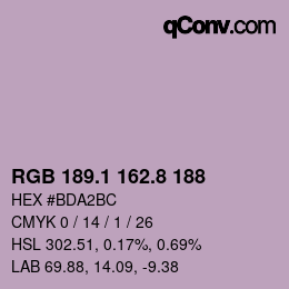 Color code: RGB 189.1 162.8 188 | qconv.com