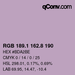 Color code: RGB 189.1 162.8 190 | qconv.com