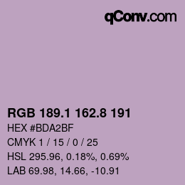 Farbcode: RGB 189.1 162.8 191 | qconv.com