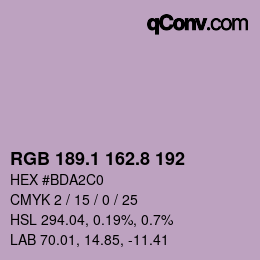 Farbcode: RGB 189.1 162.8 192 | qconv.com