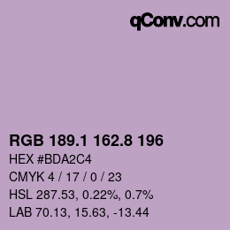 Color code: RGB 189.1 162.8 196 | qconv.com