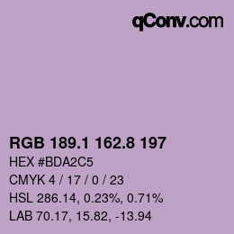 Farbcode: RGB 189.1 162.8 197 | qconv.com