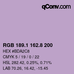 Color code: RGB 189.1 162.8 200 | qconv.com