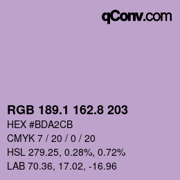 カラーコード: RGB 189.1 162.8 203 | qconv.com