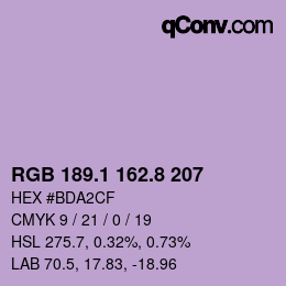Color code: RGB 189.1 162.8 207 | qconv.com