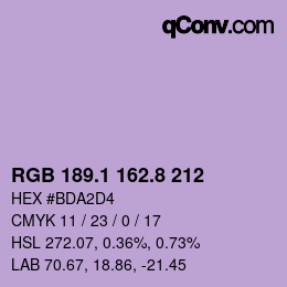 Color code: RGB 189.1 162.8 212 | qconv.com