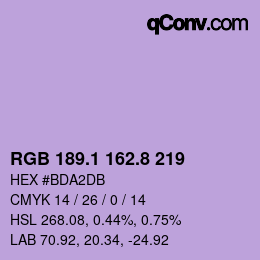カラーコード: RGB 189.1 162.8 219 | qconv.com