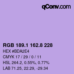 カラーコード: RGB 189.1 162.8 228 | qconv.com