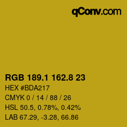 カラーコード: RGB 189.1 162.8 23 | qconv.com