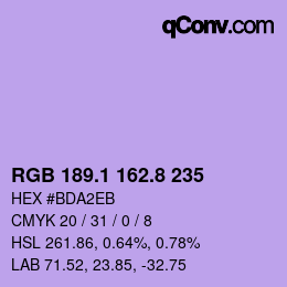 カラーコード: RGB 189.1 162.8 235 | qconv.com