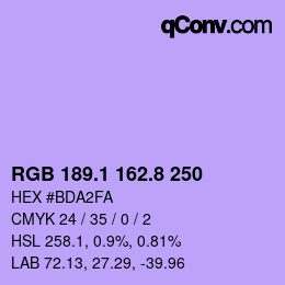 カラーコード: RGB 189.1 162.8 250 | qconv.com