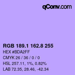 カラーコード: RGB 189.1 162.8 255 | qconv.com