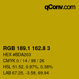 カラーコード: RGB 189.1 162.8 3 | qconv.com