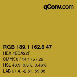 カラーコード: RGB 189.1 162.8 47 | qconv.com