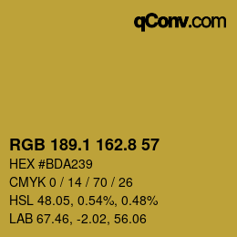 カラーコード: RGB 189.1 162.8 57 | qconv.com