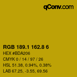 カラーコード: RGB 189.1 162.8 6 | qconv.com