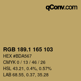 カラーコード: RGB 189.1 165 103 | qconv.com
