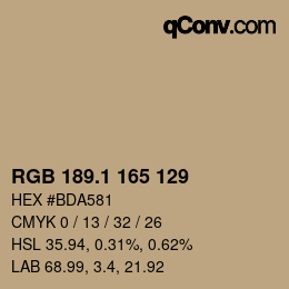 カラーコード: RGB 189.1 165 129 | qconv.com