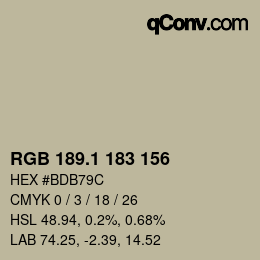 カラーコード: RGB 189.1 183 156 | qconv.com