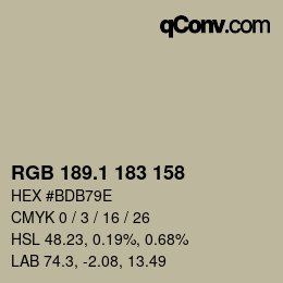 Color code: RGB 189.1 183 158 | qconv.com