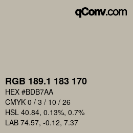 カラーコード: RGB 189.1 183 170 | qconv.com