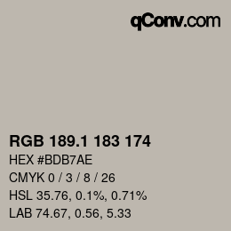 Color code: RGB 189.1 183 174 | qconv.com